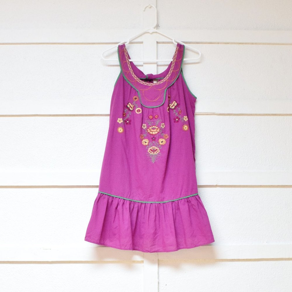 NWT XXI Purple Cottage Floral Embroidered Ruffle Sheath Tank Dress | Size S